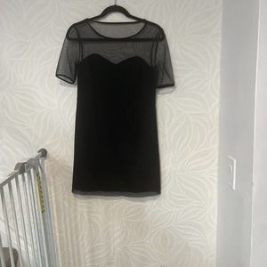 Mac Jac Black Tight Mini Dress Size M Mesh Sweetheart A14 Staple Black Dress